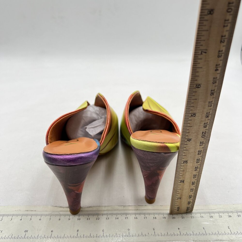 Ydn Colorful-Feather Cone Heel Pointed Toe Mules … - image 5